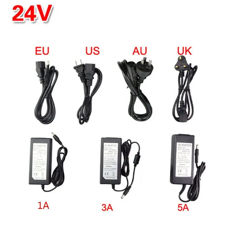 Nuevo Adaptador de fuente de alimentación LED DC 5V 12V 24V 1A / 2A / 3A / 5A / 6A / 8A / 10A transformador de luz para tira de LED enchufe de EE. UU./UE/AU/Reino Unido