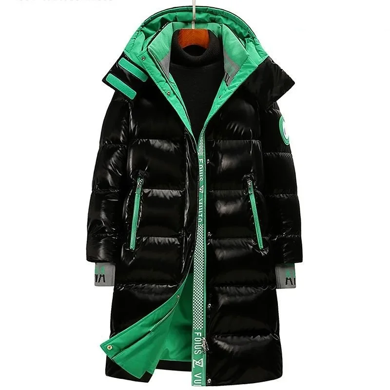 Neue Winter Jacke männer Lange Luxus Business Verdickte Unten Baumwolle Warme Parkas männer Straße Schnee Kalt-beweis mit kapuze Gepolsterte Mantel