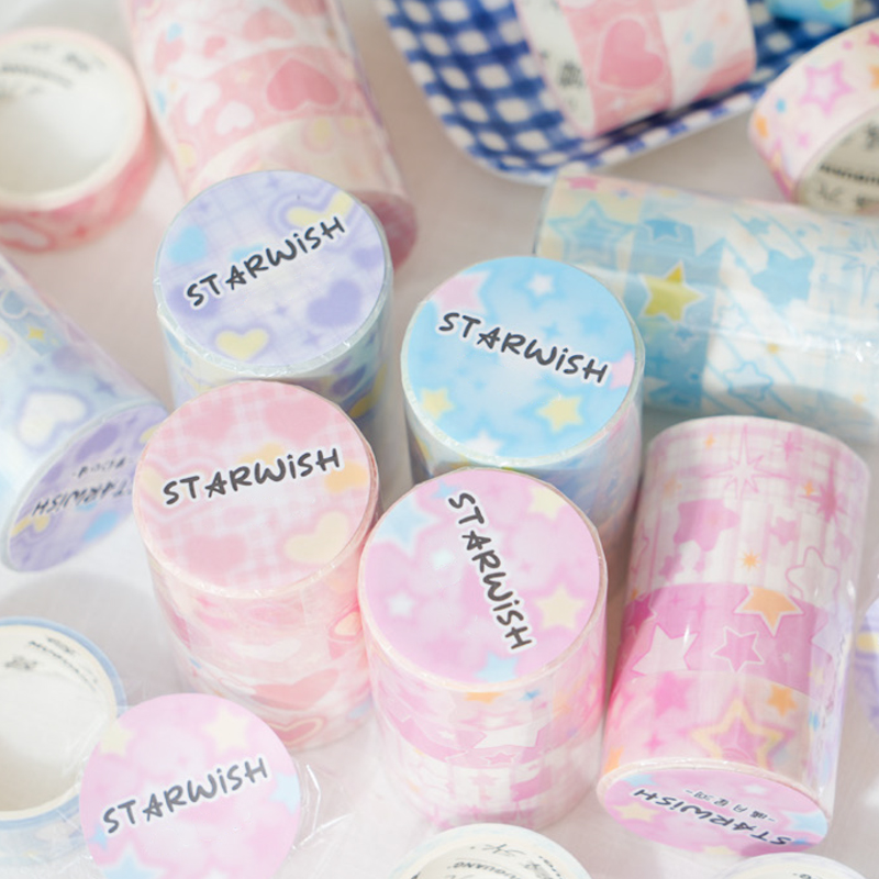 Mr. Paper 4 Stile, 1 Rolle/Packung, Star Wishes-Serie, niedlicher Rand, Goo-Kartenband, Handbuch, DIY-Material, Dekoration