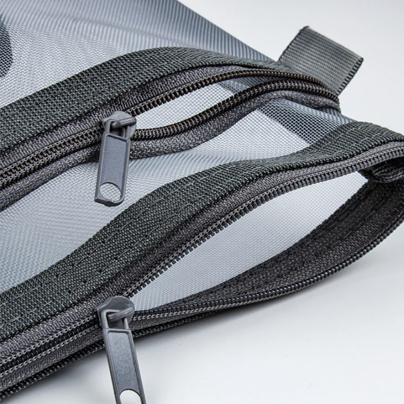 Double Layers Mesh Cosmetic Bag High Capacity Zipper Toiletry Kits Nets Stationery Pencil Bag Nylon Scrapbook Bills Organizer