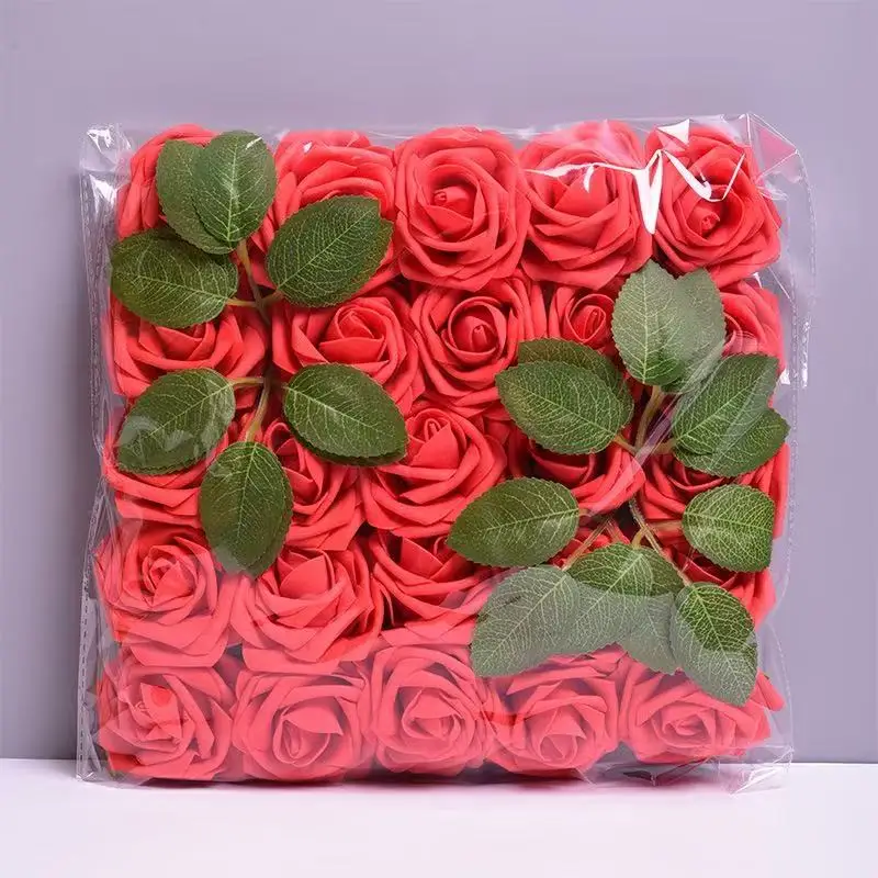 25pcs 인공 꽃, 가짜 꽃 장미 DIY 웨딩 부케 센터 피스 배열 파티 홈 장식
