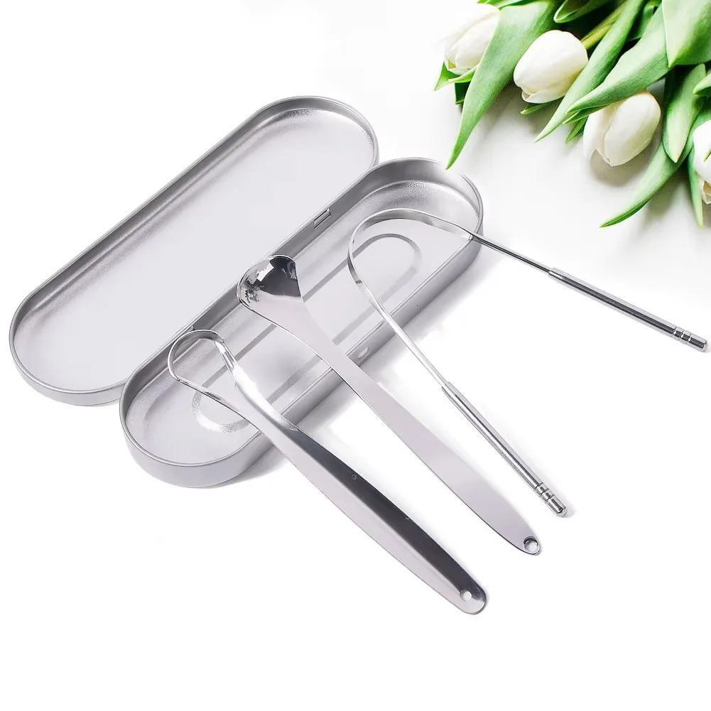 1/3pcs U-Shaped Tongue Scraper Tongue Coating Cleaner Stainless Steel Removes Bad Breath Fresh Breath Cleaning Unisex Oral Tool