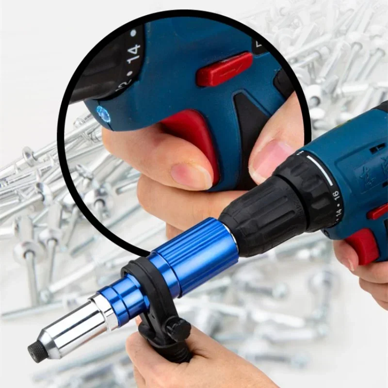 Electric Rivet Gun 2.4mm-4.8mm Portable Rivet Nut Gun Drill Adapter Home Plug-in Riveting Tool Wireless Rivet Nail Bit Tools Kit
