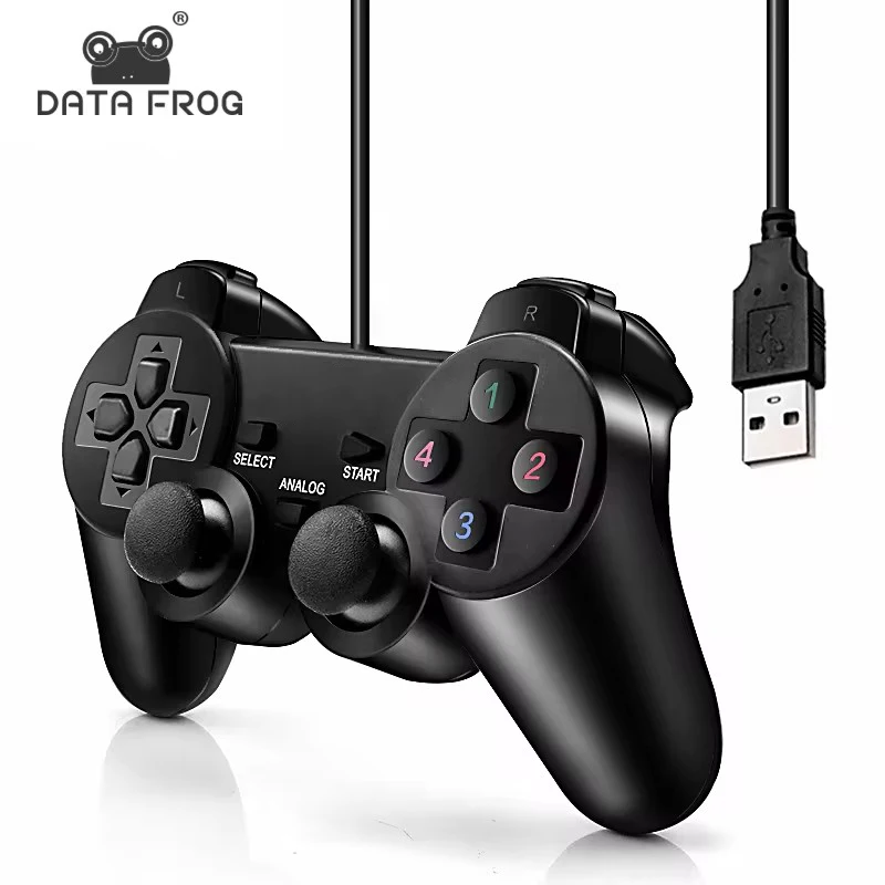 DATA FROG Vibration Joystick Wired USB PC Controller Für PC Computer Laptop Für WinXP/Win7/Win8/Win10 Für Vista Schwarz Gamepad