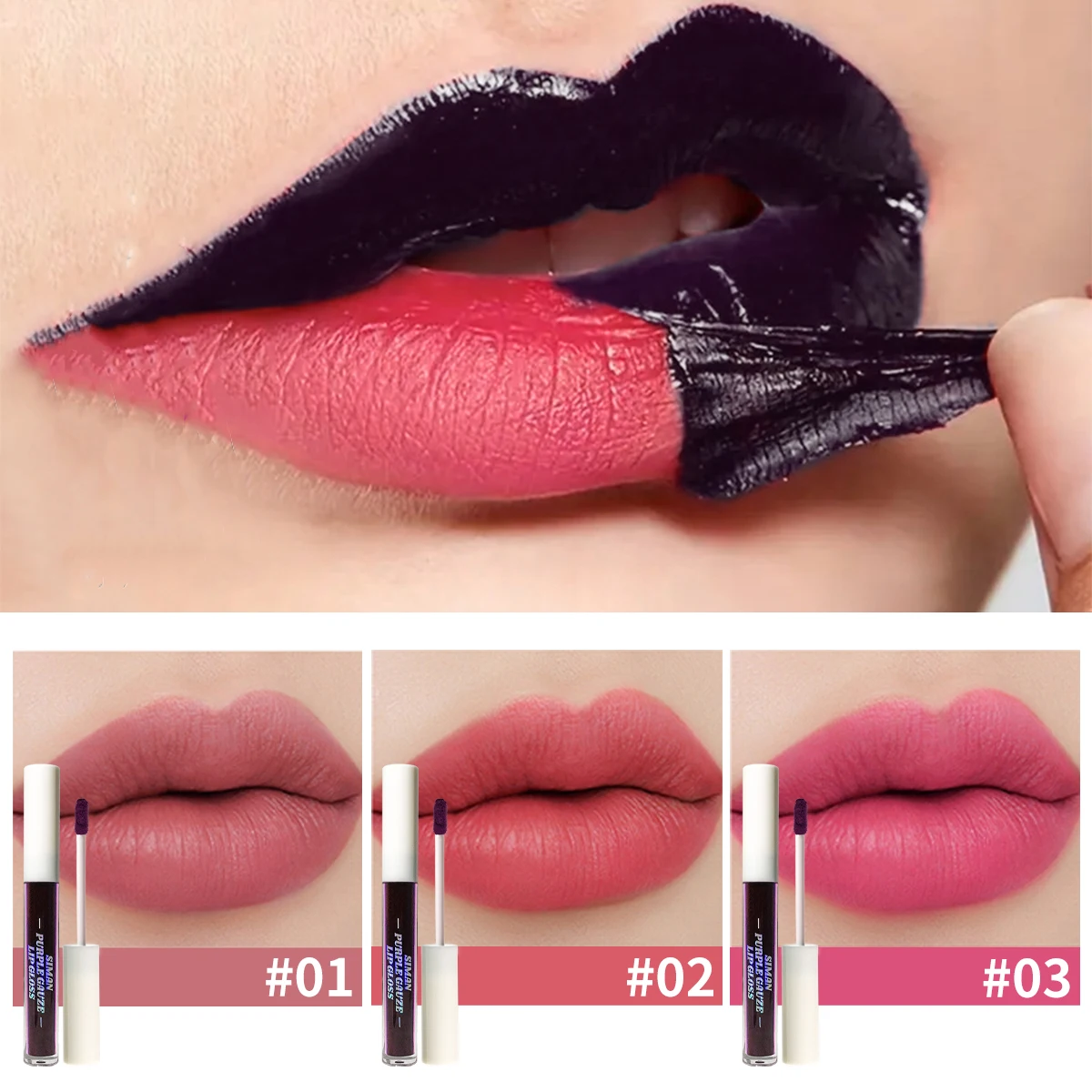 Brillo de labios estilo lágrima, color de labios líquido mate resistente al agua, rosa rosa, no se pega al taza, maquillaje de secado rápido