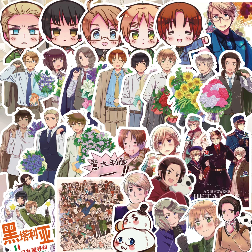 65 шт., Hetalia, APH аниме, искусственное украшение для справочного пособия, фотоальбом, скейтборд, водонепроницаемые граффити-наклейки