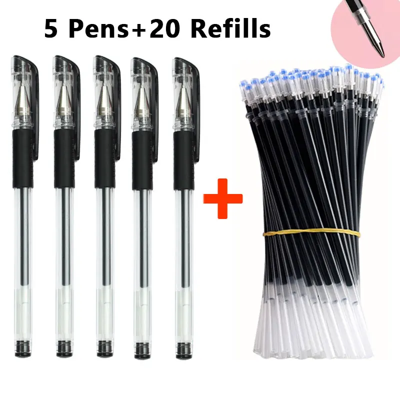 25 Teile/satz Gel Stifte Minen Kugelschreiber 0,5mm Büro Kugel Spitze Schwarz/Blau/Rot Tinte Schule Schreibwaren schreiben Liefert