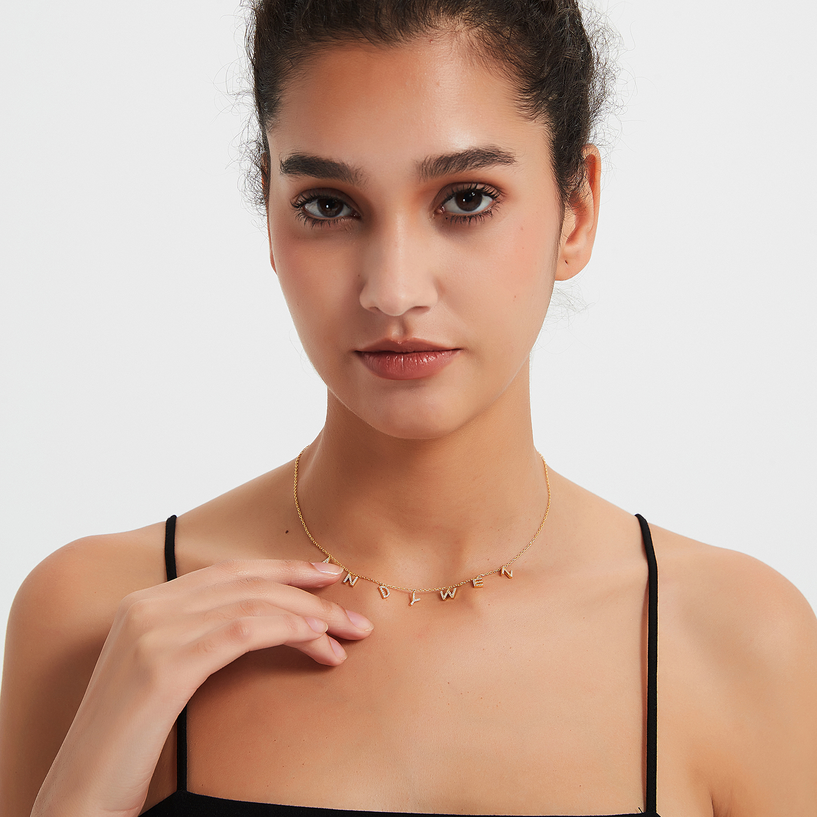 ANDYWEN 925 スターリングシルバーゴールドパーソナライズされた名前ペンダントネックレスアルファベット誕生日ギフト Valentiens ヨーロッパイニシャルジュエリー