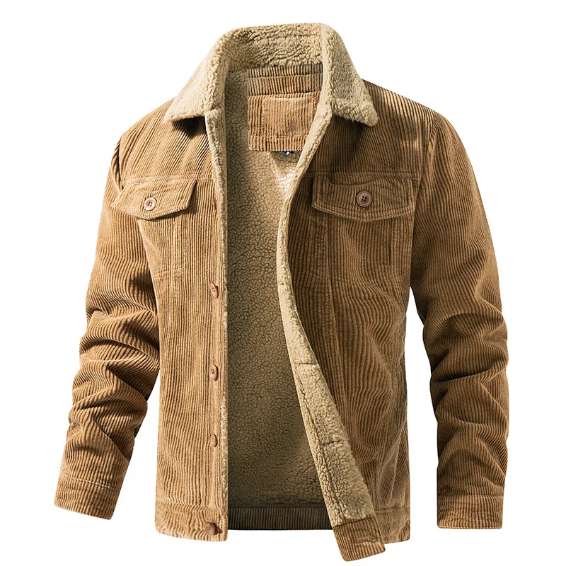 Neue Winter Männer Cord Fleece Jacken Warme Parkas Mäntel Männlichen Outwear Casual Mäntel Qualität Männer Lose Werkzeug Jacken Größe XXL