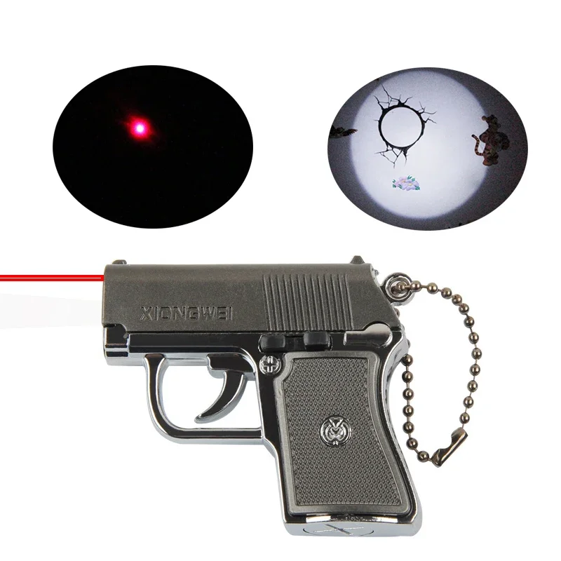 1 Stück Multifunktion pistole Modell Taschenlampe Beleuchtung Laser Infrarot Multifunktion schlüssel kette Katzen spielzeug Outdoor EDC Werkzeuge