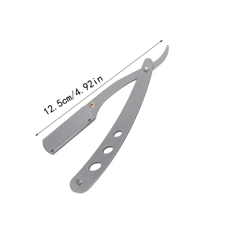 Maquinilla de afeitar de peluquero profesional para hombre, Afeitadora Manual de borde recto de acero inoxidable, afeitadora plegable con hoja