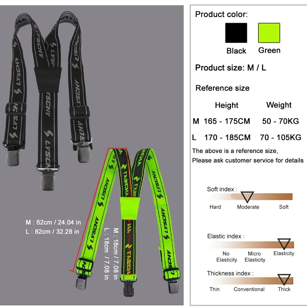 Factory Supply High Elastic Adjustable Y Suspender Shoulder Straps Motorcycle Racing Men Women Pants Trousers Braces Green Black