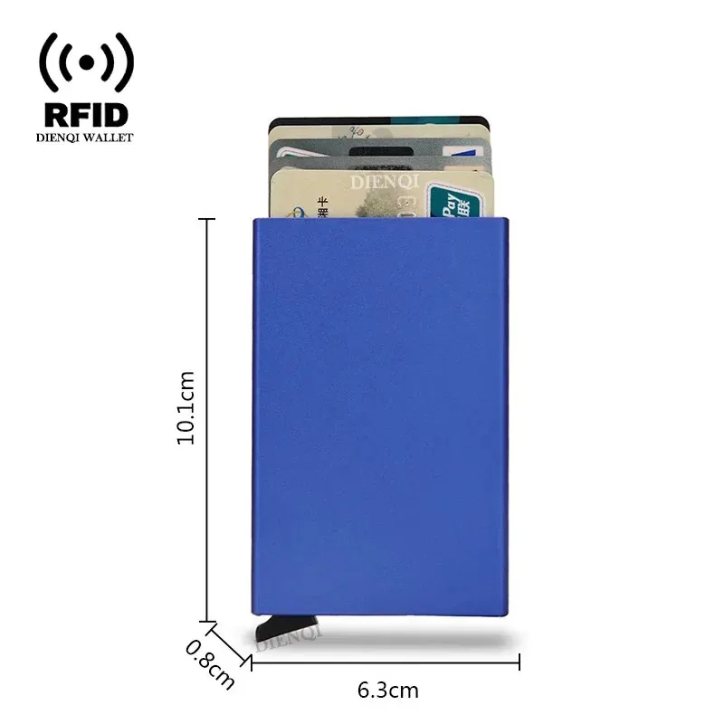 Portafoglio intelligente ultrasottile Rfid per uomo e donna, porta carte di credito pop-up, mini portafoglio minimalista in metallo