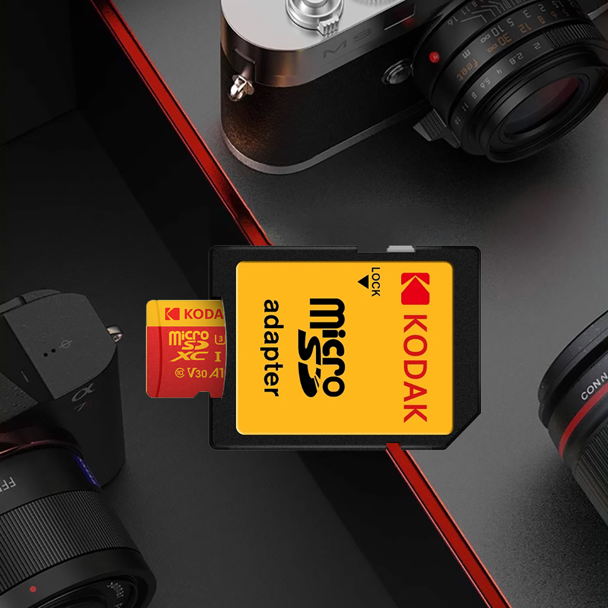Cartão de memória Kodak C10 32GB 64GB Cartão de armazenamento Class10 128GB U3 4K Cartão flash TF de alta velocidade para celular com adaptador SD