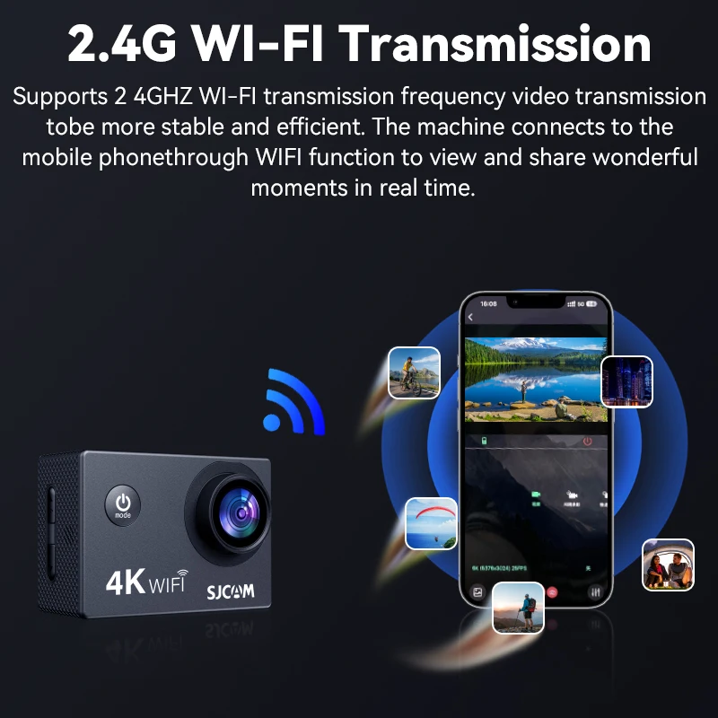 SJCAM กล้อง Action Camera กล้อง Action Camera ทางอากาศใน SJ4000พร้อมวิดีโอ4K 30M กันน้ำ2.4G WiFi กล้องเพื่อการกีฬากล้องเพื่อการกีฬาจักรยานยนต์จักรยาน