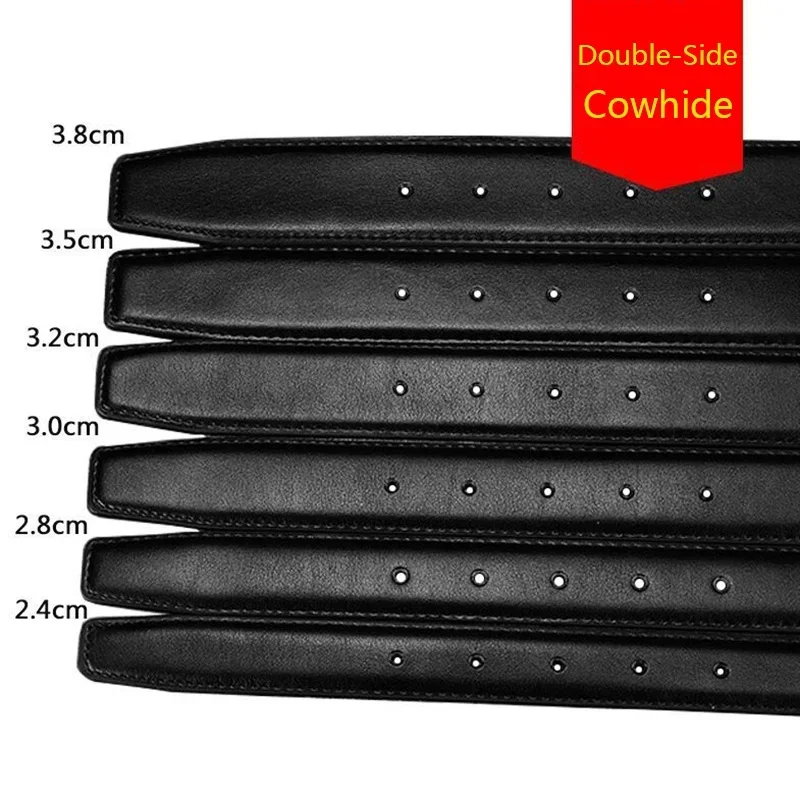 Cinturones sin hebilla 2,4 2,8 3,0 3,2 3,5 3,8 cm de ancho cinturón genuino hombres hebilla cuero negro cinturón cuerpo sin hebilla Correa