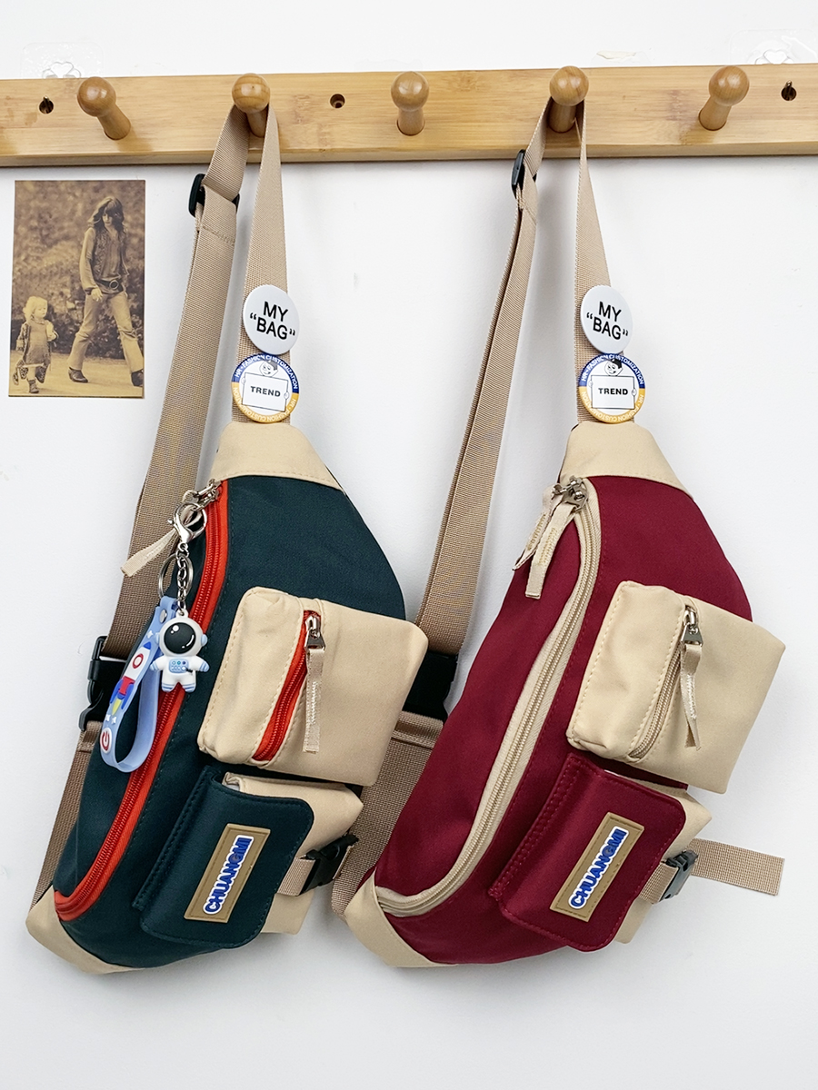 Cool Street Sle Crossbody Bag Unisex Casual Single Shoulder Mobile Phone Waist Pack Nylon Material Zipper Closure Pure Color