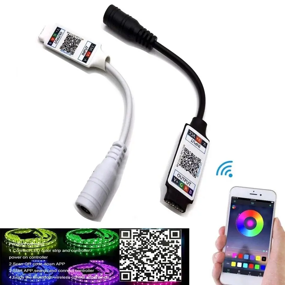 DC5-24V USB/DC Mini Bluetooth-Tương Thích Điện Thoại Thông Minh Ứng Dụng Điều Khiển Điều Khiển Không Dây Cho 5050 3528 RGB Dây Đèn LED ánh Sáng