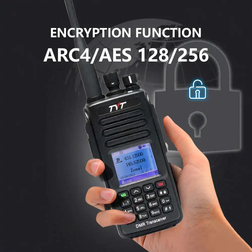 NEW 10W TYT MD-UV390PLUS AES256 Encryption DMR Digital Radio IP67 Dual Band 136-174&400-480mhz Walkie Talkie Long Range