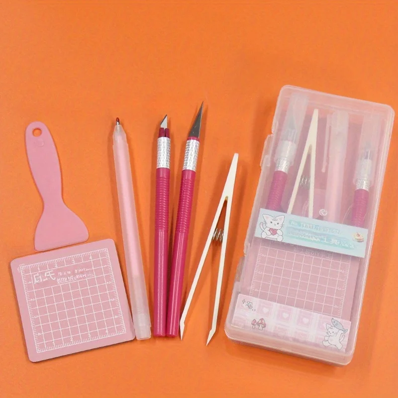 DIY Craft Tool Set with Cutting Pad, Precision Engraving Knife, and Sticker Dispenser  Includes Multiple Tools in  Organizer Box