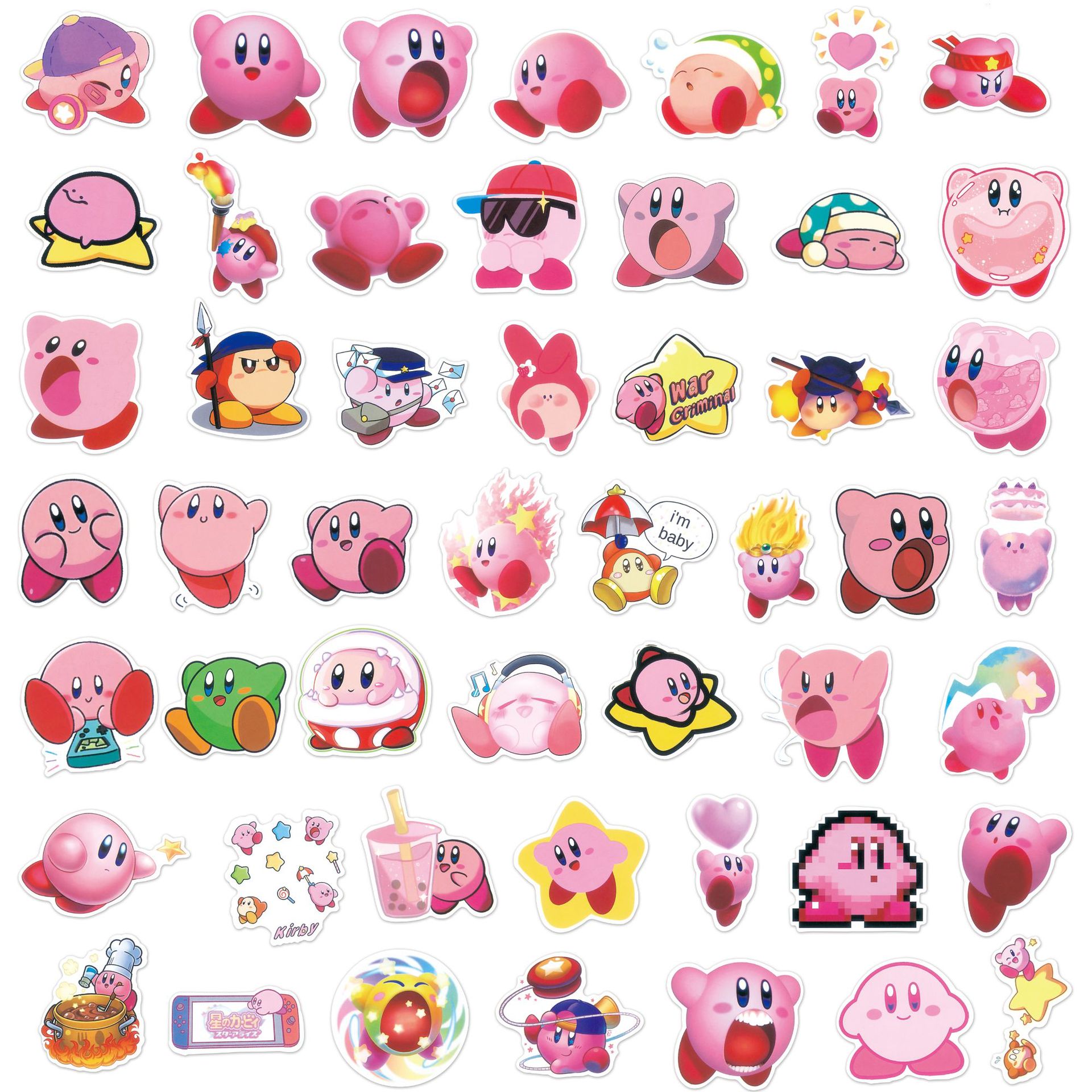 แพ็คสติกเกอร์ kirby 100ชิ้นสติกเกอร์อะนิเมะกันน้ำเคสแล็ปท็อปผิวน่ารักเคสโทรศัพท์น่ารักบรรจุภัณฑ์น่ารักอุปกรณ์เครื่องเขียนอุปกรณ์ศิลปะ