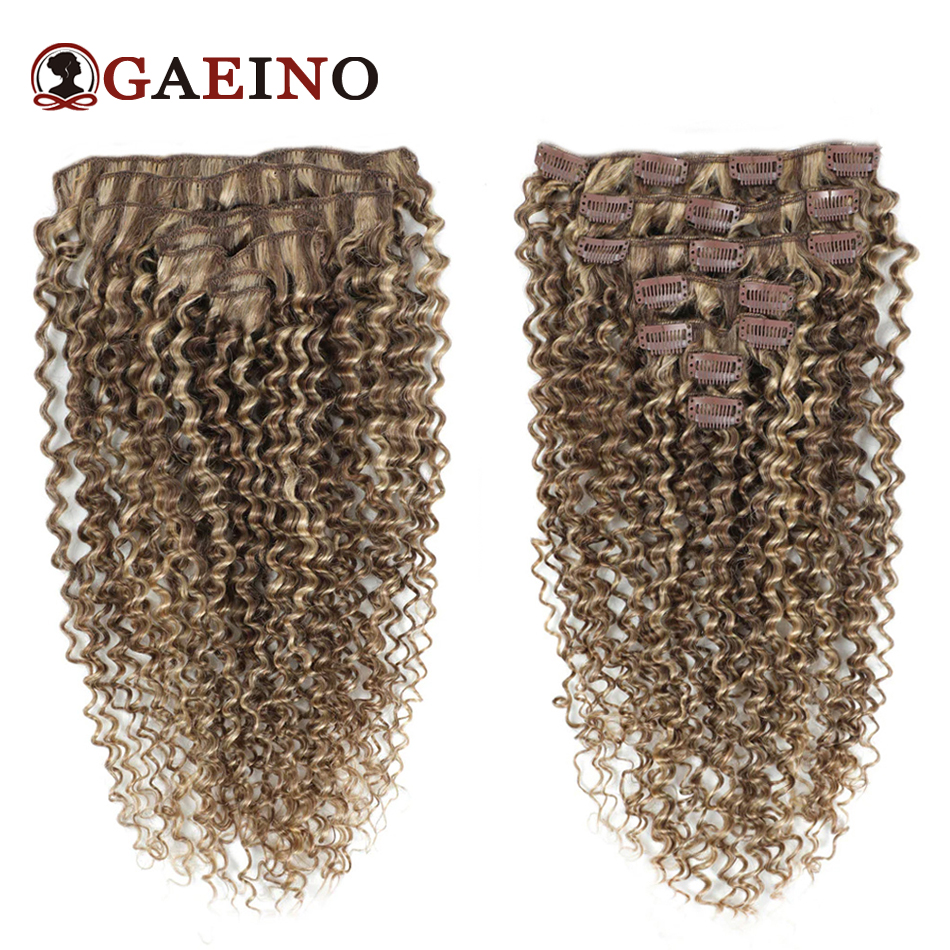 คลิปผมหยิกม้วนงอ7ชิ้น/เซ็ตที่ยืดผมสีน้ำตาลขี้เถ้าผสมสีบลอนด์100% เลมีเส้นผมมนุษย์ผมเต็มศีรษะ14-28"