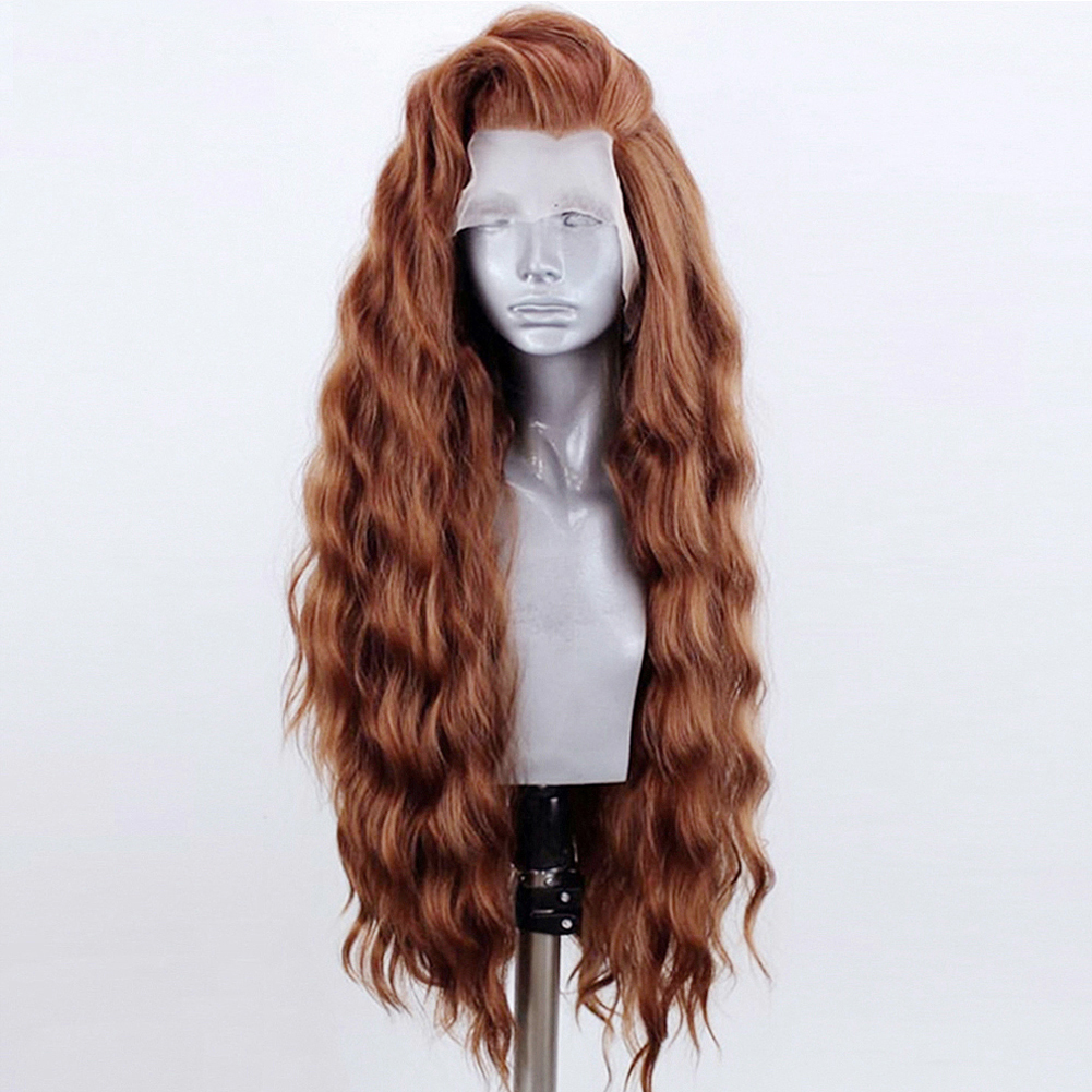 AIMEYA Синтетические парики фронта шнурка для женщин Натуральная линия волос Синтетические волосы Парик шнурка Длинный коричневый парик Предварительно выщипанные женские парики для косплея