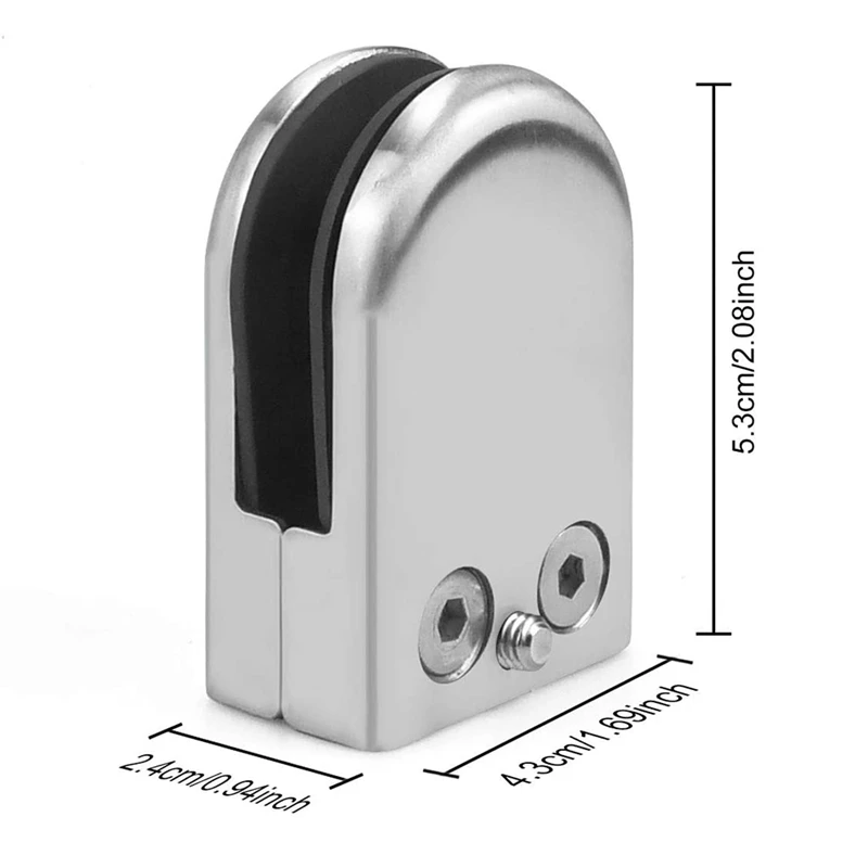 Caldo! Staffa in vetro regolabile con morsetto in vetro con retro piatto rotondo in acciaio inossidabile da 4 pezzi per corrimano per scale con balaustra (8-10Mm)