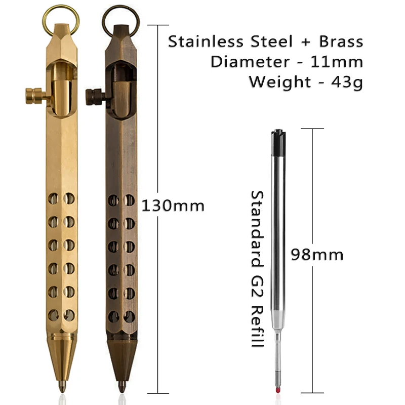 Retro ทองเหลืองยุทธวิธีปากกา Bolt Action ลายเซ็นปากกาลูกลื่นสําหรับธุรกิจคริสต์มาสวันเกิดโรงเรียนนักเรียนสํานักงานเครื่องเขียน