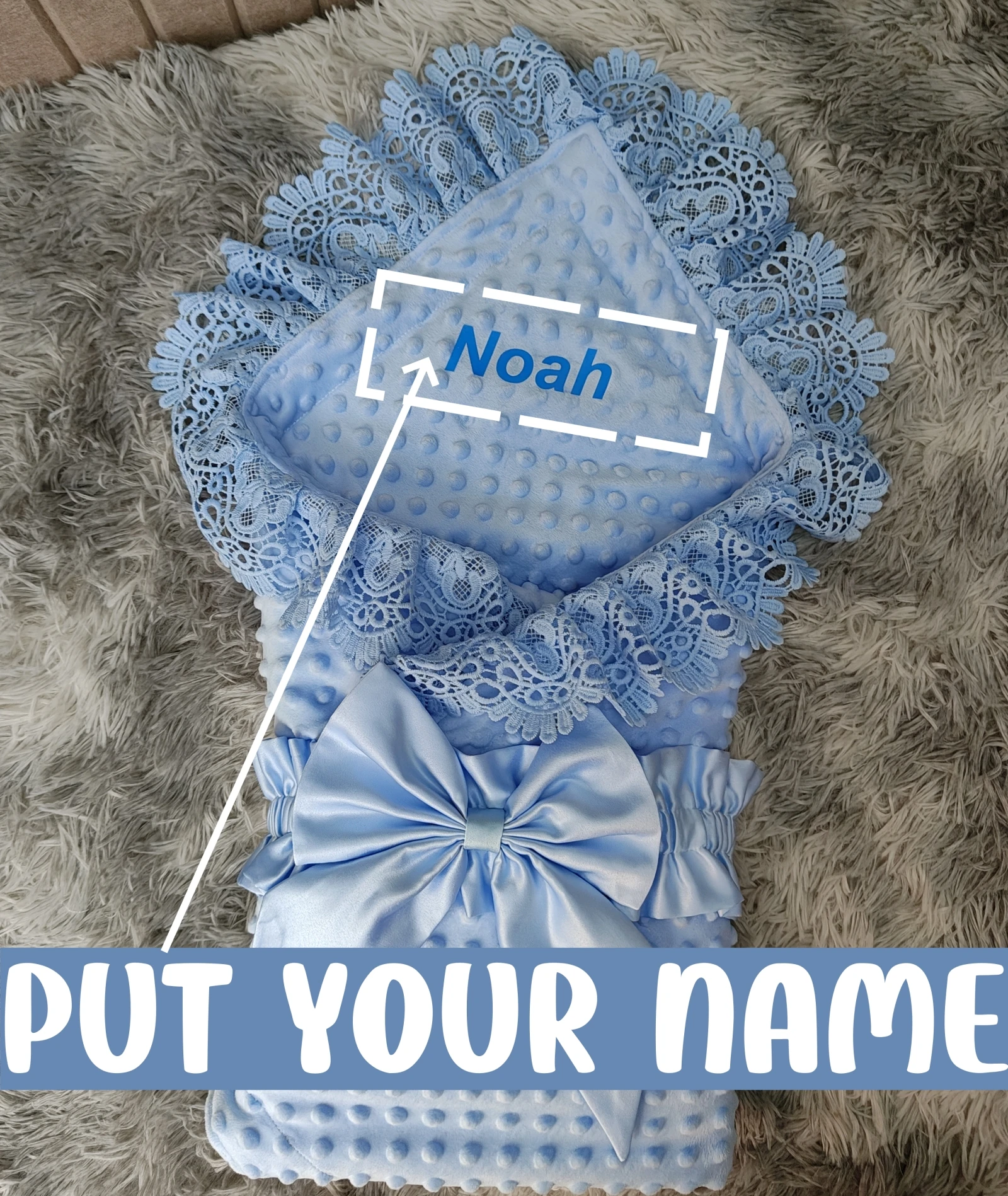 Personalized Name Bowknot Gift Swaddle Baby Blankets Unisex Baby Blanket Wrap for Newborn Skin Friendly Wearable Swaddle Sleep