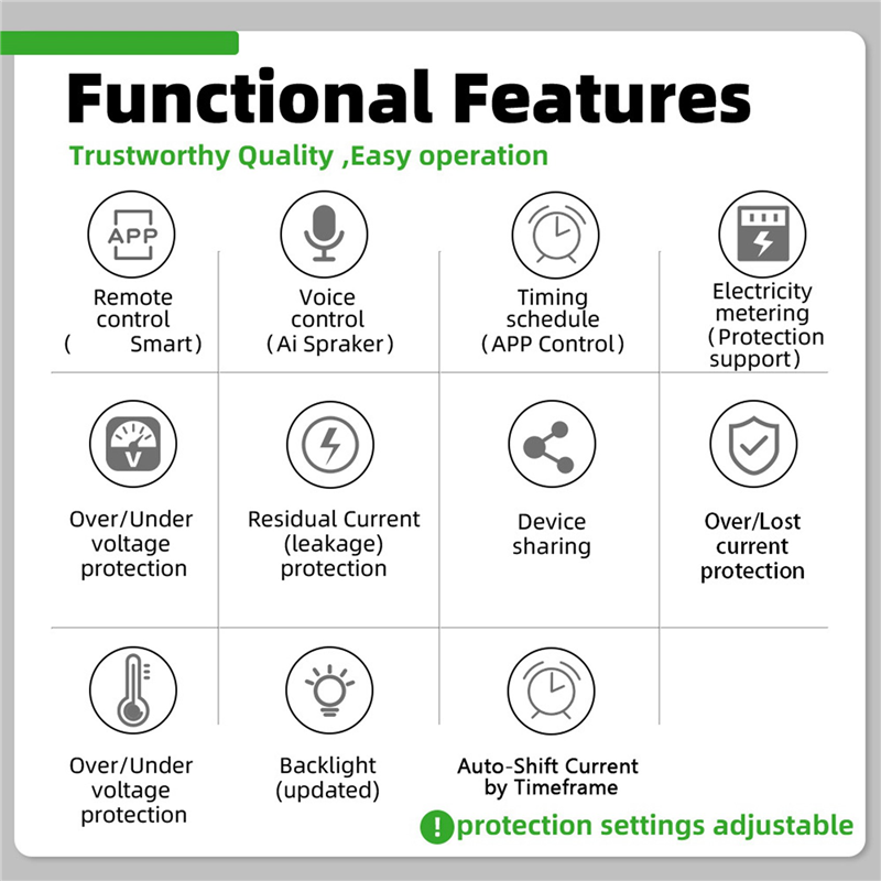 ABSY 2X NEW WTDZW-63A/N Smart PV Circuit Breaker Tuya 220V Voltage Current Leakage Protection Mcb Automatic Switch 63A Wifi