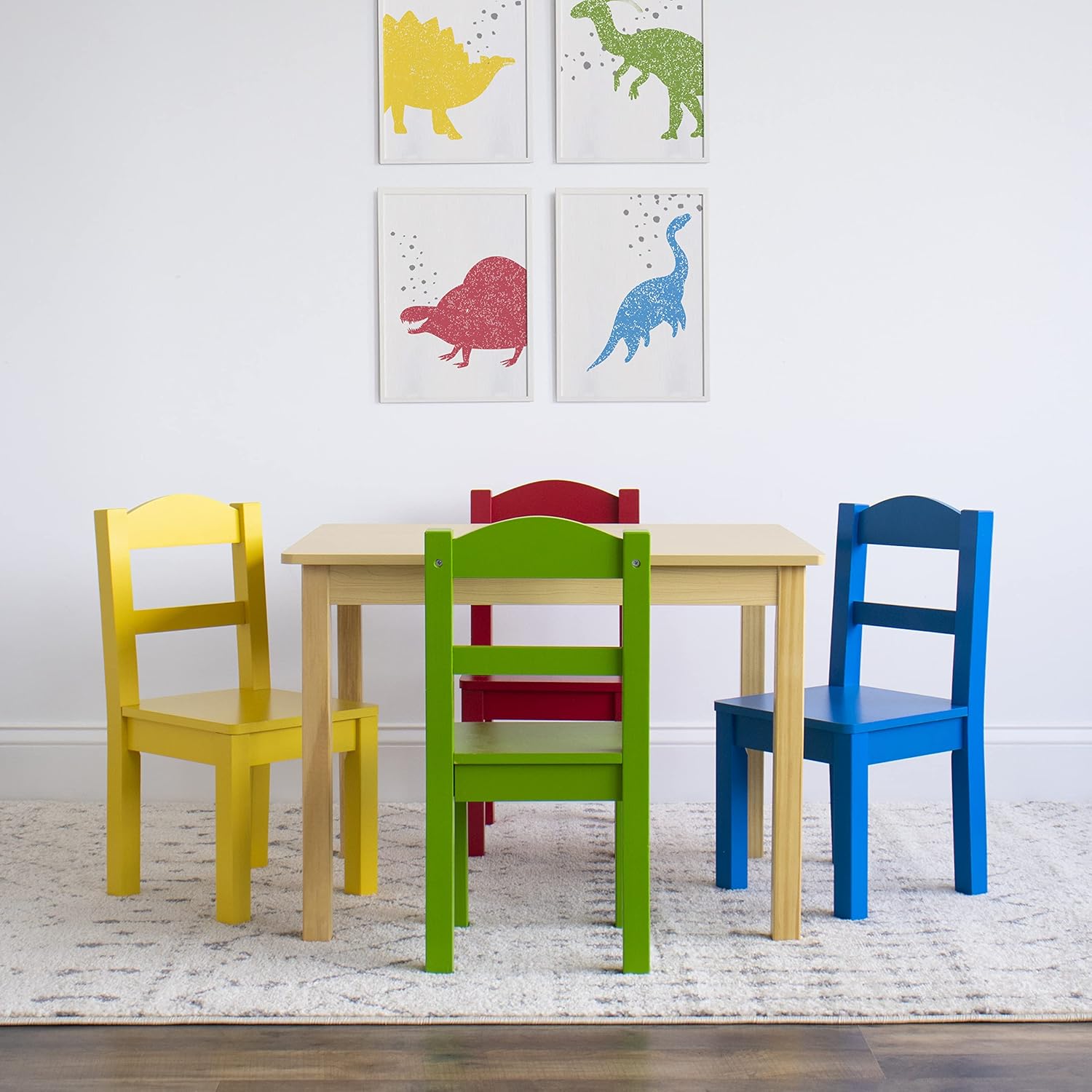 Natural/Primary - Kids Table and Chair Set for Toddlers and Children for Arts, Crafts, and Snack Time - Sturdy