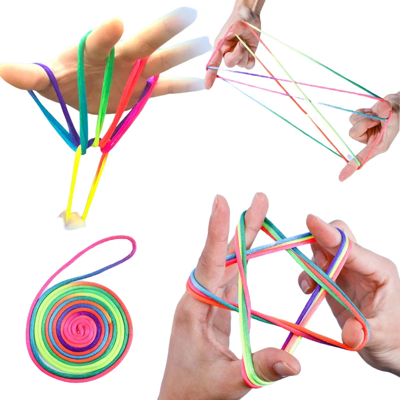 5 ชิ้นสายรุ้งสี Fumble นิ้วมือด้ายเชือกไนลอนเกมพัฒนาการของเล่นปริศนาเกมการศึกษาสําหรับเด็กเด็ก