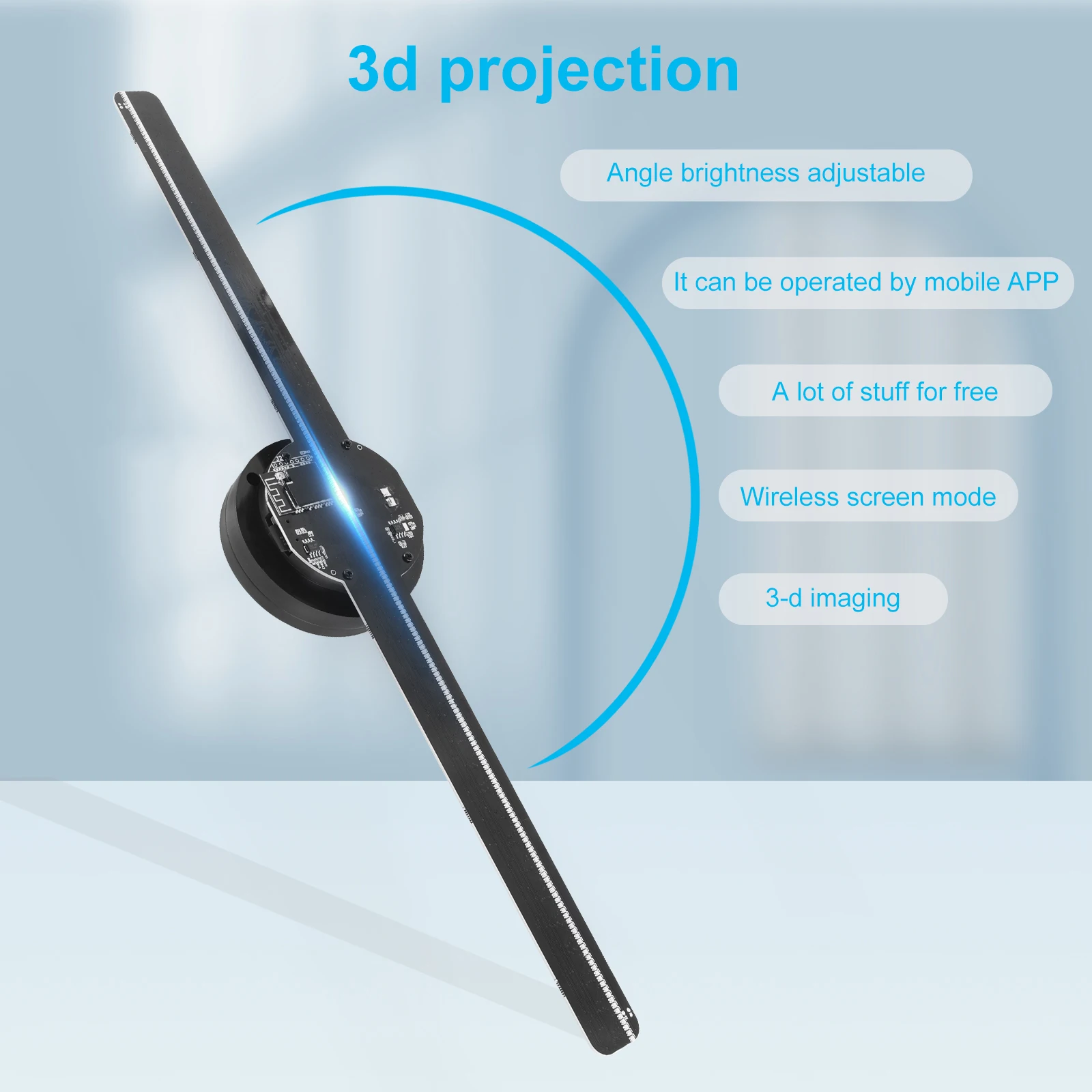 เครื่องฉายโฮโลแกรม224LED 42cm, โคมไฟ WiFi อัปโหลดลูกปัดภาพโฮโลแกรม3D โฆษณา