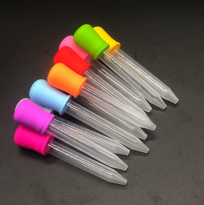 10 개/대 5ml 실리콘 플라스틱 피펫 학교 실험실 실험 용품 Dropper 먹이 의학 액체 눈 귀 피펫 Dropper