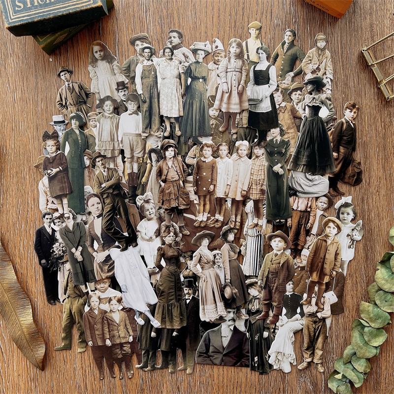 83PCS vintage Tent Decoration Collage Materials Portrait Photos Thick Card JunkJournal Retro Character Fragments