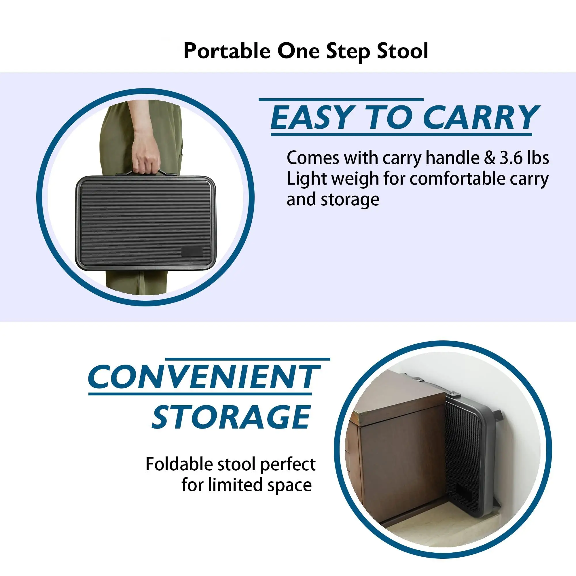 Step Stool com pega ajustável em altura, leve, portátil, dobrável, pequeno, antiderrapante, mobilidade, pisar