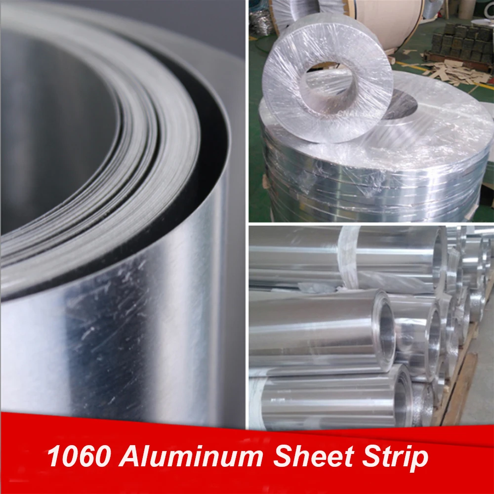 20mm/50mm/100mm larghezza AL 1060 Striscia di alluminio Foglio di alluminio Piastra sottile Materiale fai da te Rondella Spessore parete da 0,2 a 0,8 mm