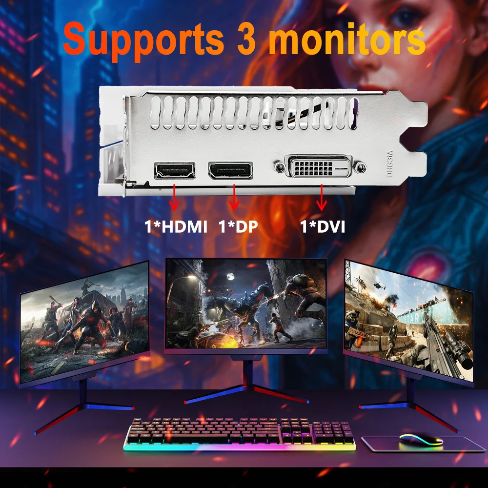 Karty graficzne SOYO Radeon RX580 8G GDDR5 Pamięć Karta do gier wideo PCIE3.0x16 GPU Komponenty komputera stacjonarnego AMD RX 580 8G