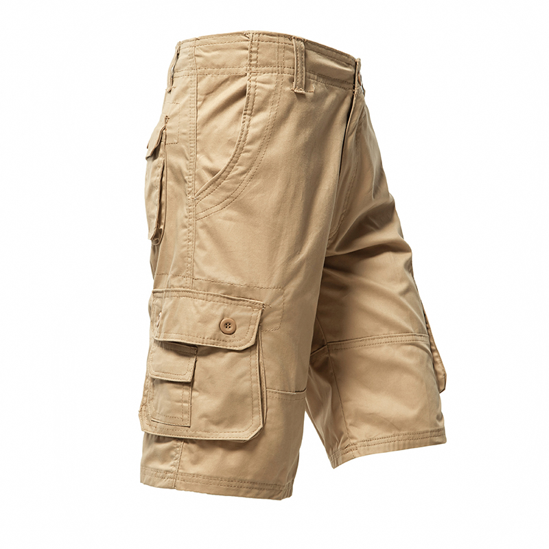 Pantalon Cargo pour hommes, short d'été classique, plusieurs poches, demi-pantalon en coton, grande taille, kaki, vert armée