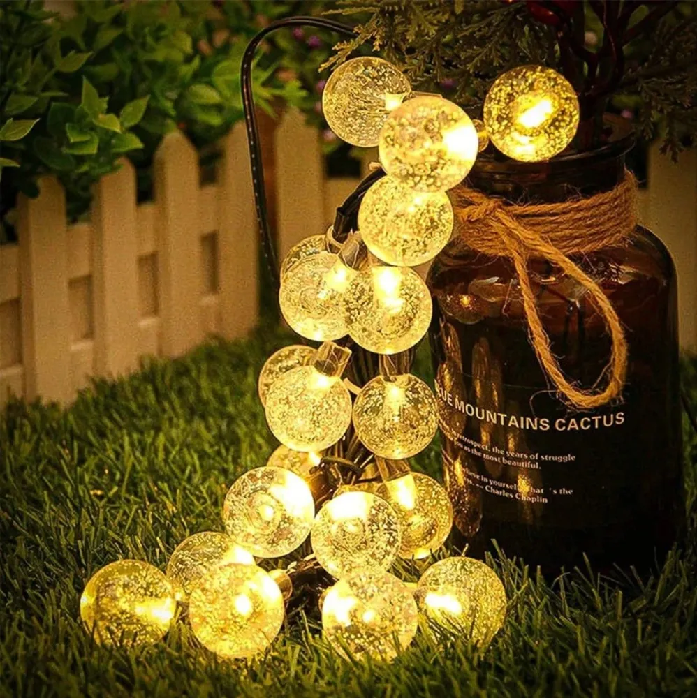Solar Bubble Balls Lamp String Lights Outdoor Water Drops Outdoor Waterproof Orb Christmas Lights Patio Holiday Party