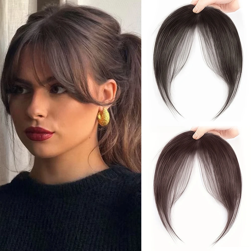 Women's synthetic hair bangs for ehead wig natural octagonal bangs 8-inch black brown suitable for daily wear
