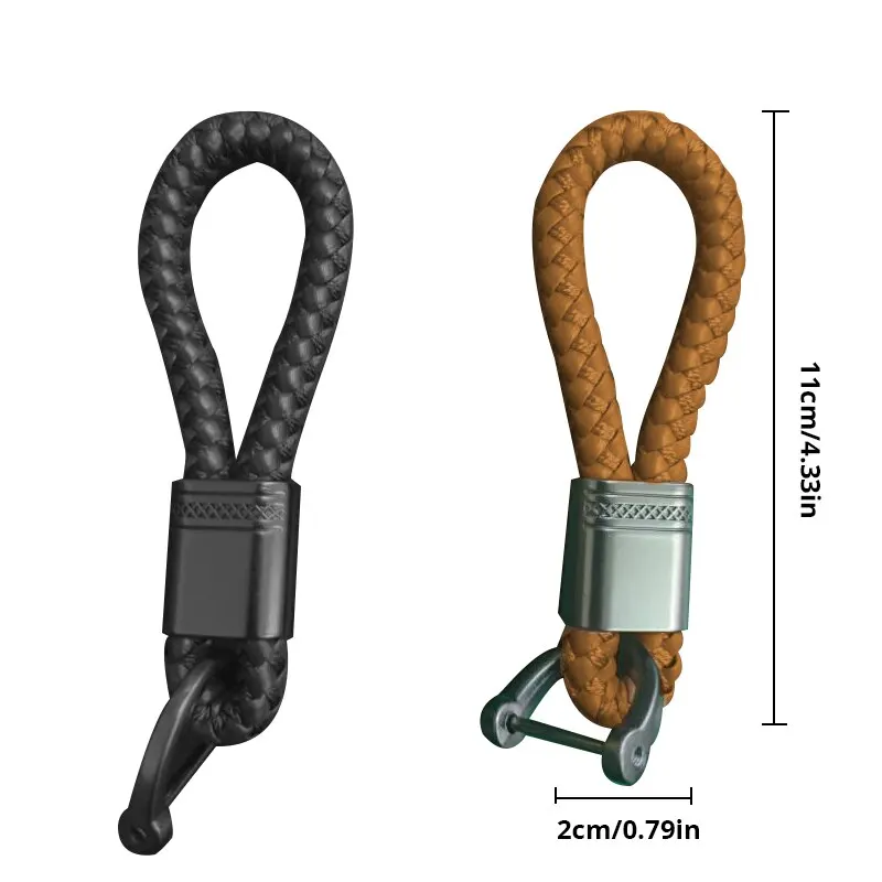 車用レザーロープキーホルダー,1ピース,2ピース,ホースシューバックル,手織り,車用リング,ファッションアクセサリー,ギフト