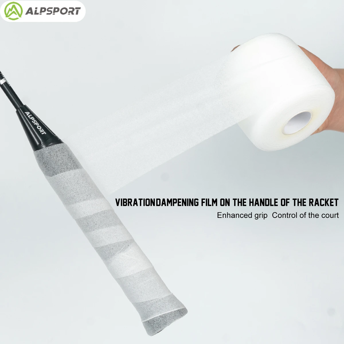 ALPSPORT 93S importierte, stoßdämpfende Folie, Haltbarkeit verbessert das Gefühl des Badmintonschlägers und reduziert Vibration, Grifffolie ALP