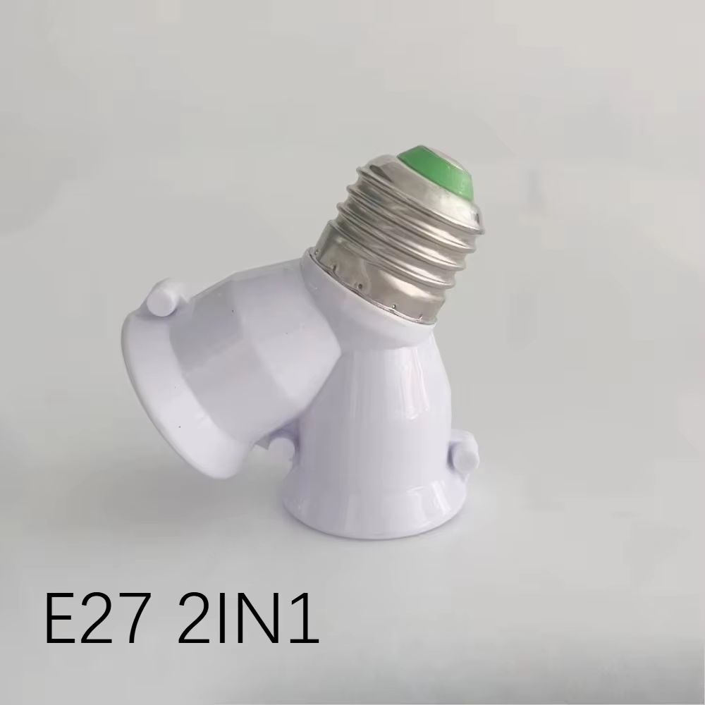 Portalámparas con casquillo de tornillo E27 a e27, convertidor 1 a 2, cabezal múltiple E27, un giro, portalámparas de extensión de doble cabezal