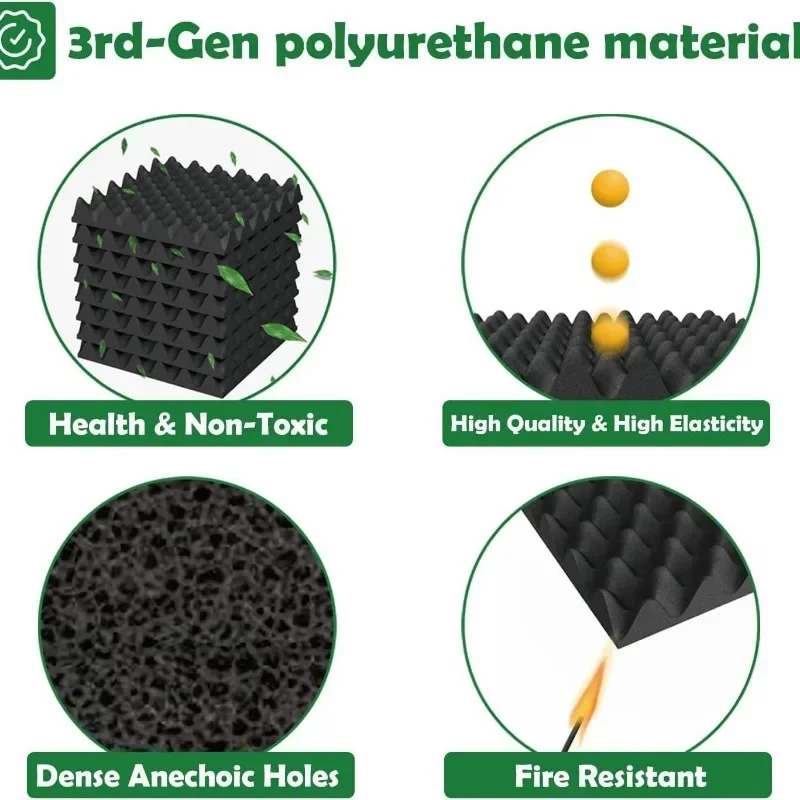 Egg Trough Acoustic Foam 12 Pcs Self-Adhesive Studio Wedge Tiles Sound Proofing Padding Wall Sound Proof Foam Panels