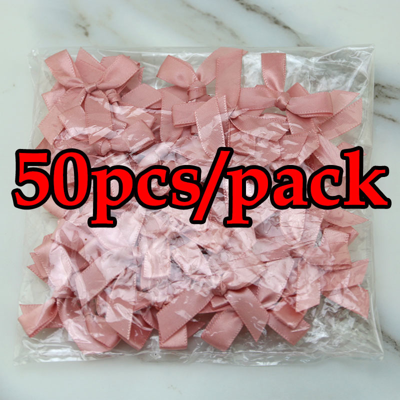 (50 Pcs) 4*4cm Colourful Ribbon Bows Small Size Polyester Satin Ribbon Bow Flower DIY Craft Decoration