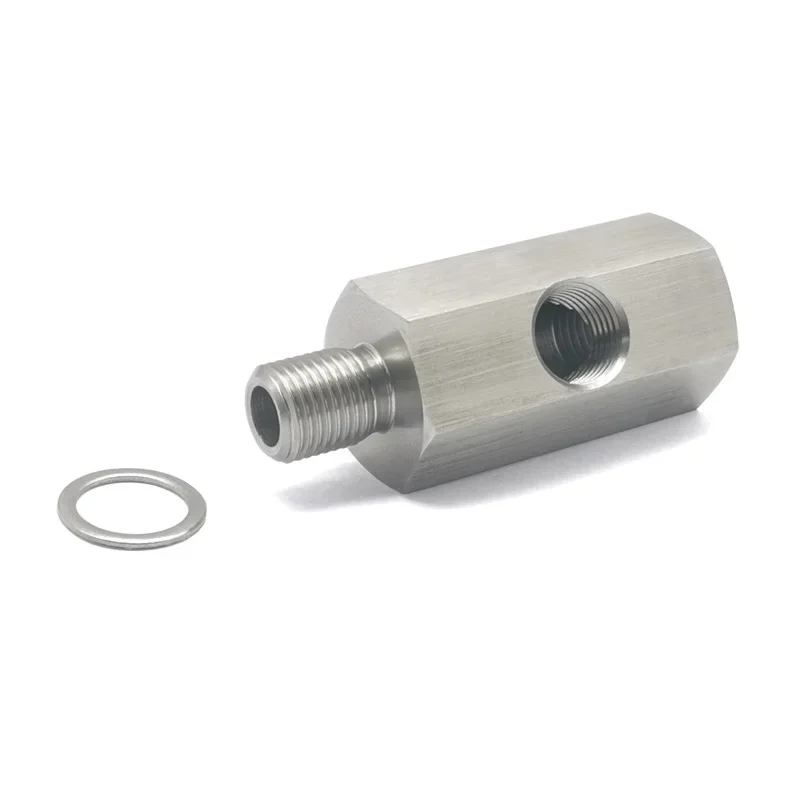 Oliedruksensor Tee M10x1.0 naar M10x1.0 Adapter Zijgaten 1/8NPT Vrouwelijke Turbo Supply Feed Line Gauge