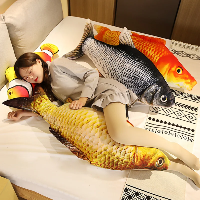 1 PC 40/60 ซม.3D จําลองปลาทองของเล่นตุ๊กตาตุ๊กตาสัตว์ปลาคาร์พหมอน Plush Creative โซฟาหมอนเบาะของขวัญของเล่นเด็ก