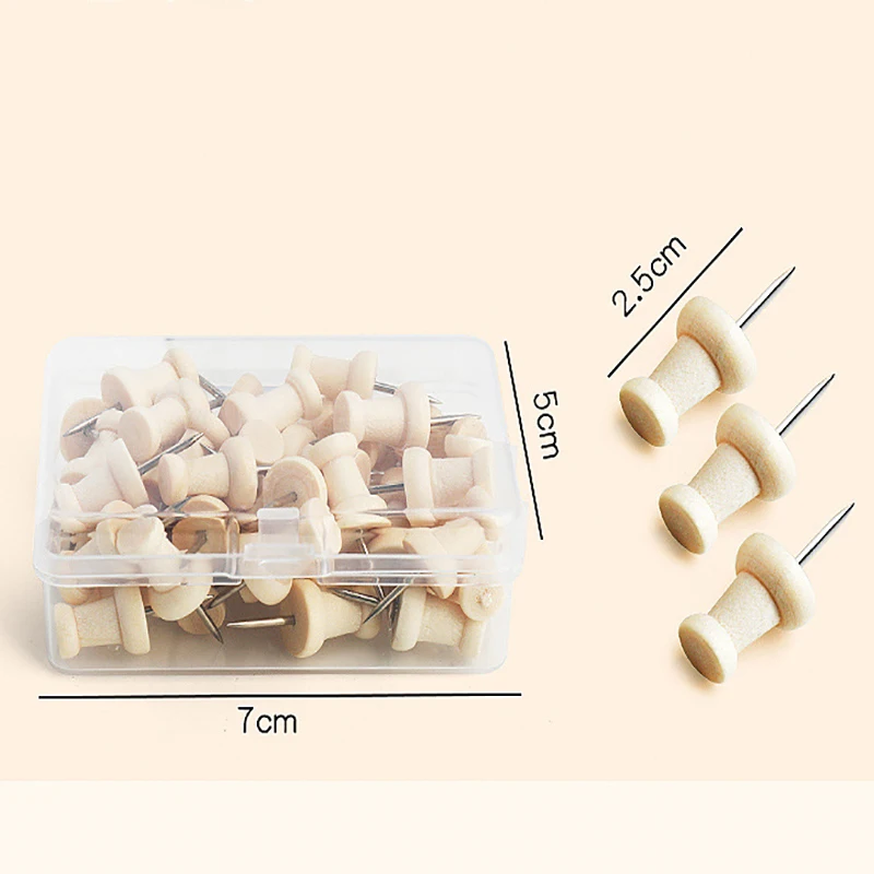 50 개/상자 나무 압정 마커 그리기 DIY 사진 벽 아트 네일 스터드 코르크 보드 핀 학교 홈 오피스 도구에 대 한 푸시 핀